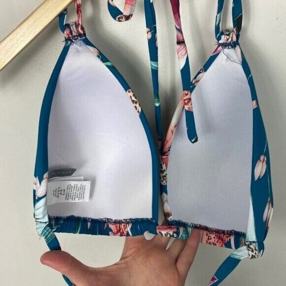 La Blanca Size 14 Flyaway Orchid Triangle Bikini Top Floral Halter Bohemian Boho - Picture 11 of 12